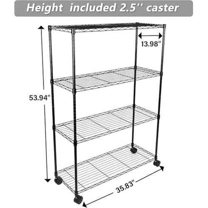 Simple Deluxe Heavy Duty 4-Shelf Storage Shelving Unit, 36" D x 14" W x 55.91" H Steel Organizer Wire Rack 1000Lb Capacity, Black