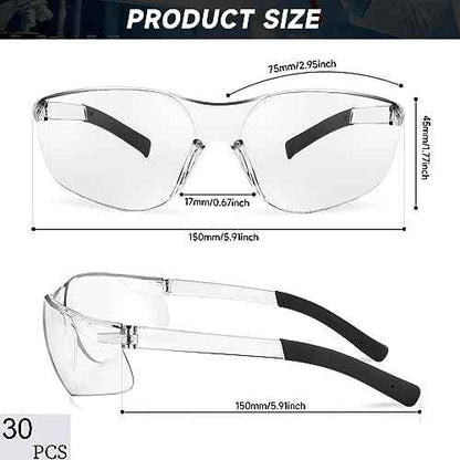 30 Pack Safety Glasses ANSI Z87.1 Scratch Resistant Eyewear for Women Man Lab Goggles Eye Protection