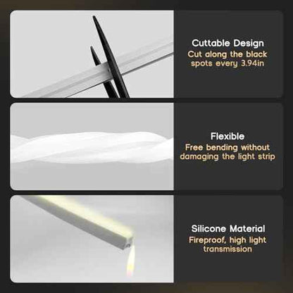 LED Strip Lights Warm White 3000K,32.8ft 110-120V Neon Rope Lights,Flexible Silicone Outdoor Waterproof Neon Strip Lights for Bedroom,Mirror,Kitchen Cabinet, Living Room,Halloween Decor