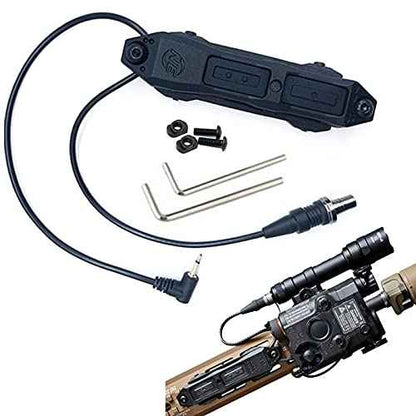 Remote Dual Pressure Switch Augmented Pressure Double Switch Assembly for M300/M600 M951 M952 Series Scoutlight + PEQ 15 Laser Dual Tape Switches, for Mlok/Keymod/20mm Rail Mount (Black)