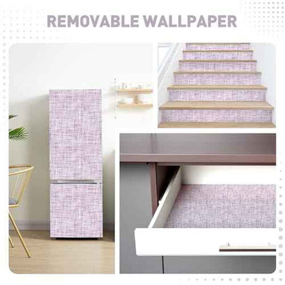 Purple Grasscloth Wallpaper Peel and Stick Wallpaper Texture Contact Paper 17.3"x120" Vintage Wallpaper Removable Waterproof Wall Paper for Room Walls Cabinets Furniture Drawers Desk