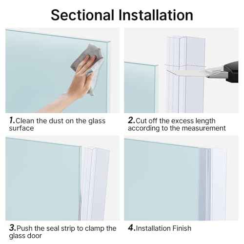 AmazerBath Shower Door Side Seal Strip (Set of 2), Frameless Glass Shower Door Seal Strip - Suitable for 1/4 Inch Glass, 78 inch