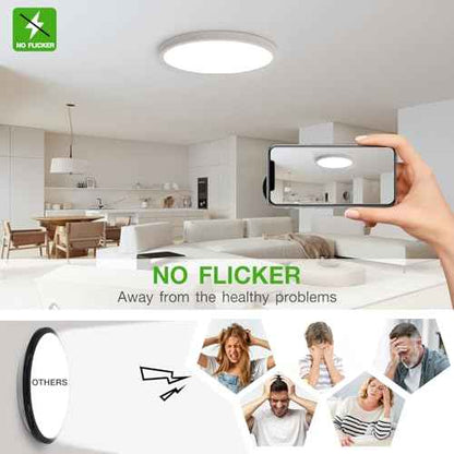 6Pack 12Inch LED Flush Mount Ceiling Light Fixture,24W 2400LM,Dimmable CCT 3000K/4000K/5000K,Round Flat Panel Light for Bedroom,0.7Inch Thin Modern Low Profile Ceiling Lights for Hallway,Porch