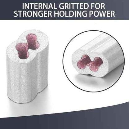 100 Pack Barbed Wire Crimp Sleeves Gritted Crimping Sleeve 2-3 Silver Provides Superior Wire Gripping Quick Splice in Line Strainer Loops for 12 1/2 Gauge