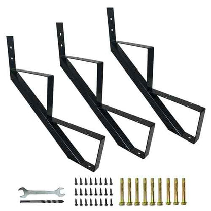 3 Packs Metal Stair Step Stringers, 2 Step Steel Riser Stringer for 19.4inch Height Deck(Polished Black)
