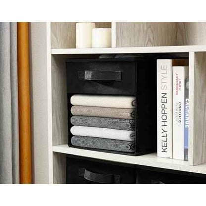 DECOMOMO Storage Bins, Cube Storage Bin with Window, Fabric Storage Cubes for Shelves (11" / 6pcs, Black)