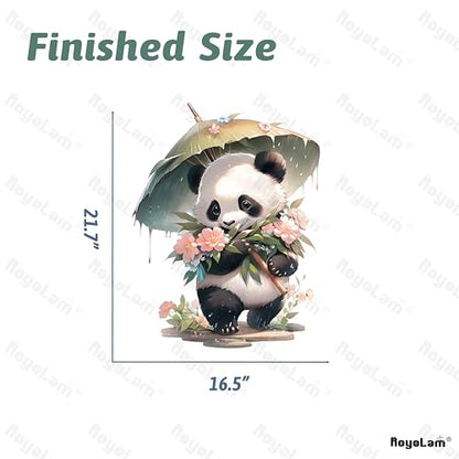 Panda & Bamboo Umbrella and Flowers Wall Stickers Nursery Animal Wall Decals for Kid Removable Peel and Stick Wall Art Home Decor Decoration for Classroom Preschool Living Room Bedroom