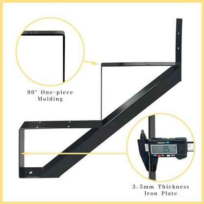 3 Packs Metal Stair Step Stringers, 2 Step Steel Riser Stringer for 19.4inch Height Deck(Polished Black)