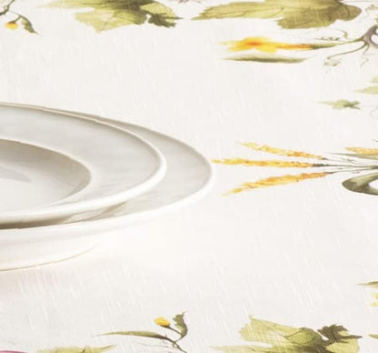 Maison d' Hermine Table Cloth Rectangle Table 100% Cotton 60 x 90 Inches Fall Tablecloth Reusable Everyday Use for Thanksgiving Christmas Decorations Dining Farmhouse (Pumpkin Garden - Cloudy Cream)