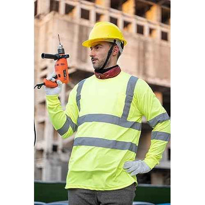 Dazonity Hi Vis T Shirt 3pcs, High Visibility Shirts for Men Women Work Safety Shirts with Reflective Strips and Pocket