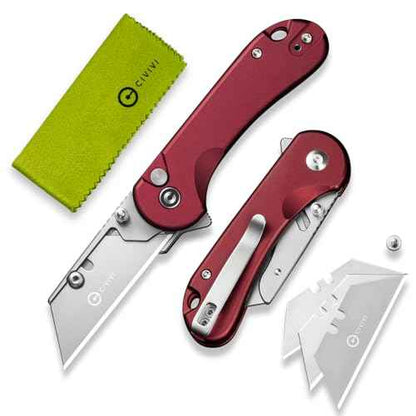 CIVIVI Folding Utility Knife Box Cutter, Elementum Utility Pocket Edc Knife with 3Pcs Extra Razor Blades, Three Ways to Open, Ideal Gifts for Men Women C23039B-5