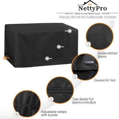 NettyPro Deck Box Cover, Fade Resistant Waterproof Outdoor Patio Storage Box Bench Cover for Rectangular 150-230 Gallon Resin Large Deck Box, 62 x 30 x 28 inch, Black