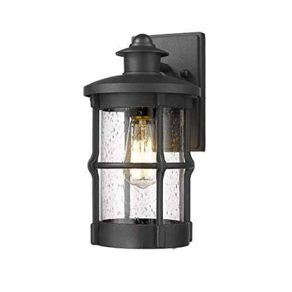 Outdoor Wall Sconces, Outdoor Wall Lights, Exterior Wall Mount Lighting, Exterior Fixture in Black Finish with Seeded Glass for Porch, Garage, Patio, Hallway, Entryway, Black 1 Pack