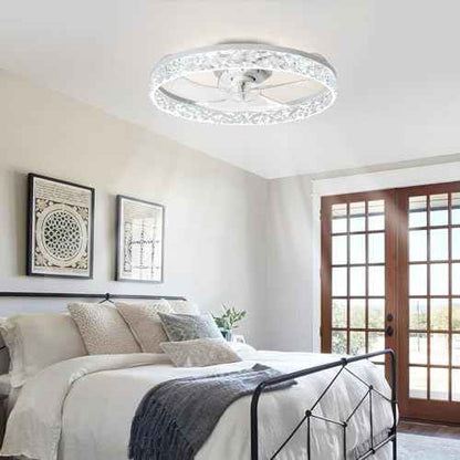 Depuley Ceiling Fans with Lights and Remote: 20" Modern Low Profile Flush Mount Ceiling Fan with App Remote Control - White Fandelier for Bedroom Living Room Kitchen Dimmable Quiet DC Motor