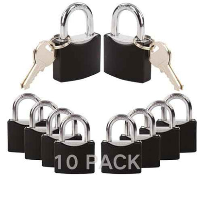 SEPOX¢ç10-Pack 1-9/16" Weather-Proof Outdoor Padlocks Keyed Different, Brass Cylinder, Heavy-Duty Solid Steel Body Covered Black, Locks for Gates, Sheds, Storage Lockers, Fence, Boats, Marine, Fishing