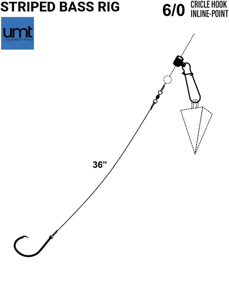UMT 5 Pack Slider Fishing Rigs 6/0 Inline Circle Hook for Striped Bass - Superior Saltwater Fishing Gear - Robust Slider, 4ft 60lb Monofilament Leader for Surf, Beach & Boat Fishing