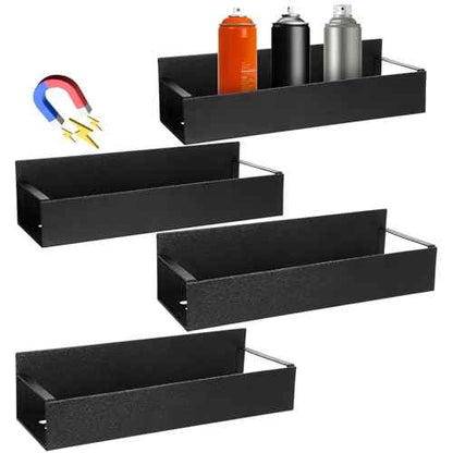 4 Pcs Magnetic Aerosol Spray Can Holder, Wall Mounted Spray Bottle Rack, Mechanic Paint Bottle Can Organizer, Tool Box Storage Rack for Garage Home Workspace (Black)