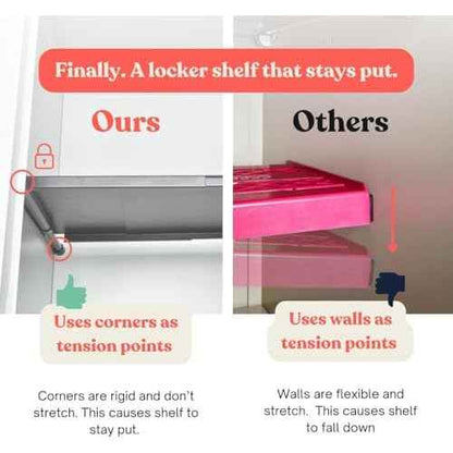 10''-16.5'' Adjustable Locker Organizer | Metal, Heavy Duty Steel Locker Organizer for School & Gym | Expandable Tension Shelf | Locker Divider Shelf Black