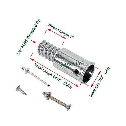 Metal 3/4" (.75) Threaded Tips Replacement Kits for Telescopic Extension Poles Repairing