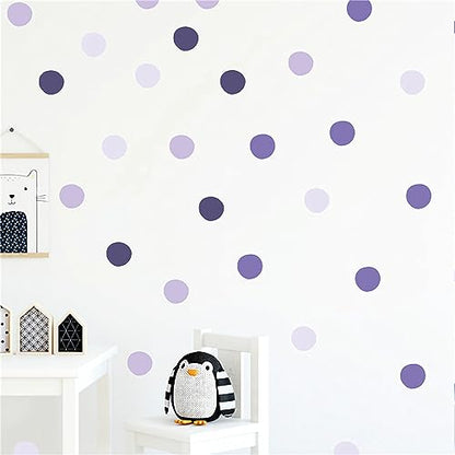 Purple Dark Purple Mauve Polka Dot Wall Stickers, sacinora DIY Circle Art Wall Decals Removable Vinyl Peel and Stick for Nursery Closet Refrigerator Living Room Children's Room Bedroom