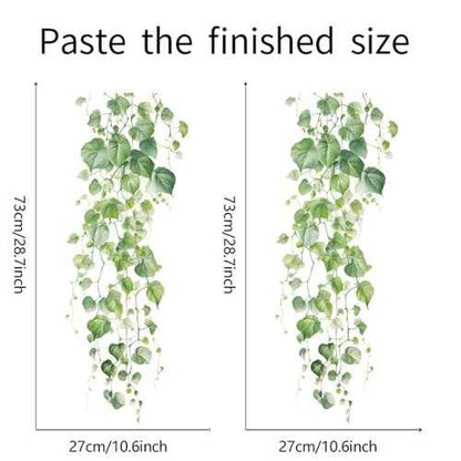 Green Plant Vine Wall Sticker - Evergreen Ivy Leaves for Bedroom & Living Room - 22x28.7 Inch