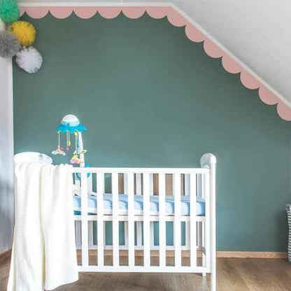Nuanchu 10 Pcs Pink Peel and Stick Scallop Border Decal Trim 15. 75 Inch Boho Giant Scalloped Edge Wall Sticker Waterproof Vinyl Wall Decals for Kids Girls Bedrooms Playroom Nursery Classroom