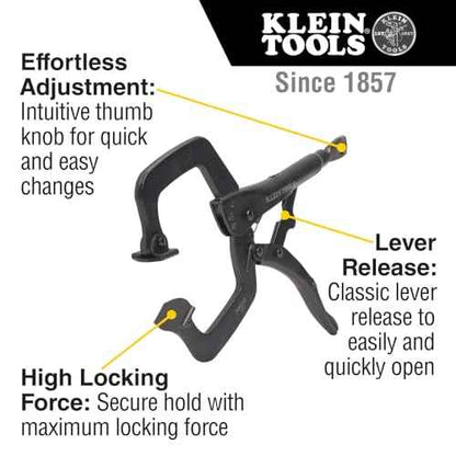 Klein Tools 38662 C-Clamp Locking Pliers Set, 6-Inch and 11-Inch Adjustable Swivel Jaw Pliers, for Home, Shop, Woodworking, 2-Piece