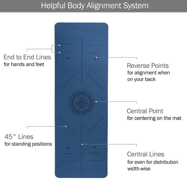 Non-Slip Yoga Mat with Alignment Marks – Lightweight Exercise Mat with Carry Strap for Home Workout or Travel by Wakeman Outdoors