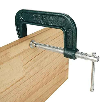 6 Piece 4 Inch C-Clamp Set - Industrial Strength, Quality Iron C Clamps for Woodworking, Welding, and Building(Green)