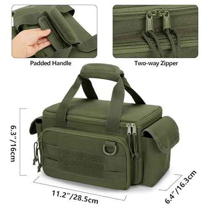 Small Tool Bag with Anti-friction and Thick Padded Bottom, Tool Storage Organizer for Men, Tactical Bag, Range Bag, Multi-functional Work Tote for Repairman, Electrician, Carpenters (Green)