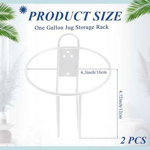 Hicarer 2 Pcs One Gallon Jug Storage Rack Wall Mounted Heavy Duty Steel Wall Rack for 1 Gallon Bottle Round Water Jug Holder with Hardware Hand Sanitizer 6-3/4" W x 5" H x 6-1/2" D (White)