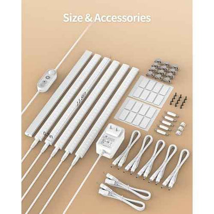 ASOKO Motion Sensor Dimmable Led Under Cabinet Lighting Plug in - 6 Pcs 12 inches Linkable Led Counter Light Bars, Led Closet Light Daylight White 4500K
