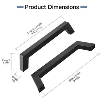 Estmoon 30 Pack Cabinet Handles - Matte Black 5 Inch Cabinet Pulls Square Kitchen Cabinet Handles Stainless Steel Kitchen Pulls Hardware for Cabinets Cupboard and Dresser Drawers, 128 mm Hole Centers