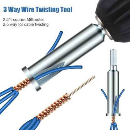 Feekoon Wire Twisting Tool, 3 Way/ 5 Way Wire Stripping Tools and 6mm Hex Shank Cable Twister Tool, Wiring Stripper and Twister, Wiring Twisters Bit for Power Drill, Cable Twisters Connector