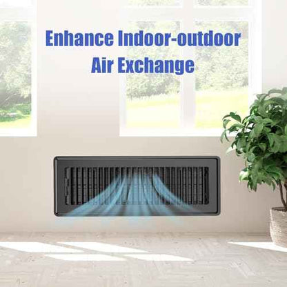 4x14 Floor Register 6-Pack, Heavy Duty Steel Walkable Vent Covers for Home Floor, Adjustable Quiet Airflow Vent Grill, Rust-Proof Black 14x4 Floor Vents