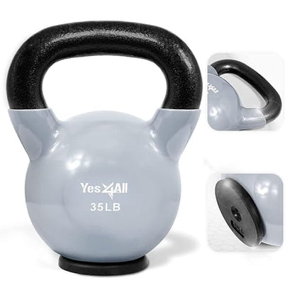 Yes4All Kettlebells Rubber Base, Kettlebell Set for Women, Strength Training Kettlebells Weights (10-65 lbs)