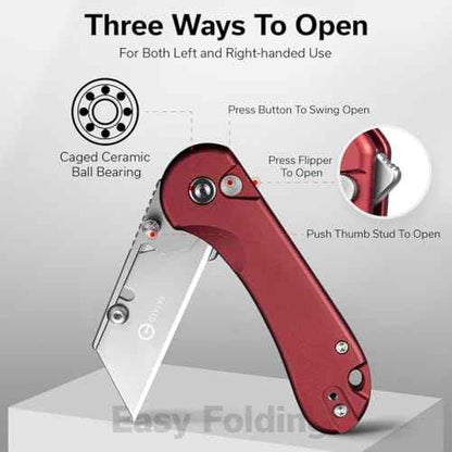CIVIVI Folding Utility Knife Box Cutter, Elementum Utility Pocket Edc Knife with 3Pcs Extra Razor Blades, Three Ways to Open, Ideal Gifts for Men Women C23039B-5