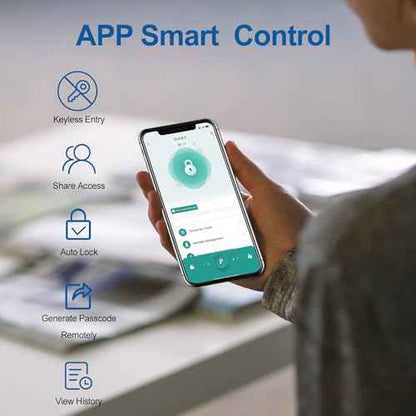 Fingerprint Door Lock, 5 in 1 Finger Print Door Knob with Smart APP/Fingerprint/IC Cards/Password/Backup Keys, Smart Door Knob with Keypad for Bedroom, Office, Apartment, Starry Grey