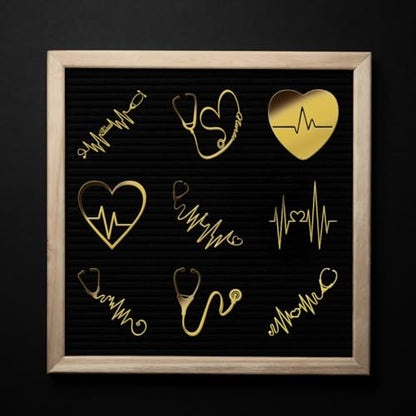 OLYCRAFT 9pcs 1.6x1.6 Inch Heart Pattern Gold Metal Stickers for Scrapbooks, DIY Resin Crafts, Phone Decor