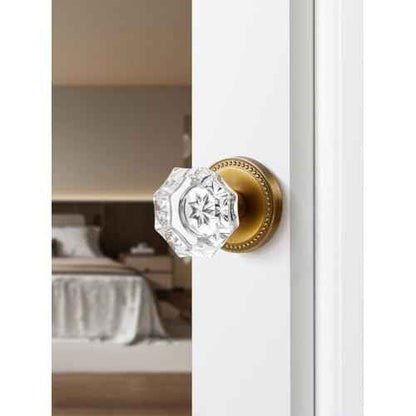 Antique Brass Door Knobs Crystal Door Knob Dummy Door Knobs Glass Interior Dummy Handle Single Sided Decorative 2 Pack
