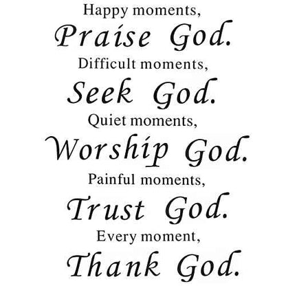 Maydahui Scripture Wall Stickers Bible Verse Wall Decals (17x23 Inch) Happy Moments Praise God Difficult Moments Seek God Stickers for Living Room Office Home Decor