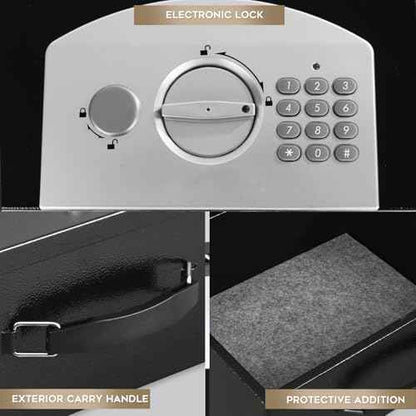 Dalmbox Portable Metal Safe Box with Digital Code Lock,Fire Resistant Storage for Documents, Fireproof Safe Box, Car, Home, Office and Outside, Black Box£¬ Medium