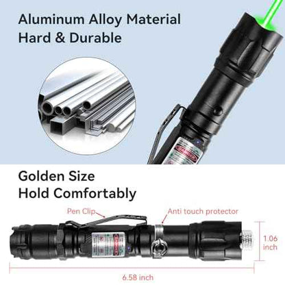 [2 Packs] Rechargeable Green Laser Pointer High Power Green Beam Light Long Distance Range for TV/LED/LCD Screens Tactical Flashlights Presentation Office/Outdoors/Astronomic/Construction [005]