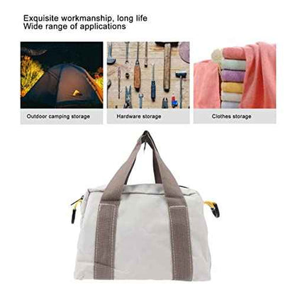Wide Mouth Tool Bag, Hardware Storage Bag with Large Capacity and Plumbers Handle for Wrenches, Screwdrivers, Pliers (12in / 30.5cm)