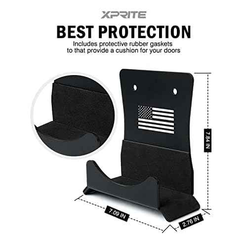 Xprite Door Storage Hangers with US Flag Pattern & Rubber Lining, 4 PCS Removable Wall Mounted Door Storage Holder Hooks Compatible with 1956-2024 Jeep Wrangler CJ YJ TJ LJ JK JKU JL JLU Gladiator JT