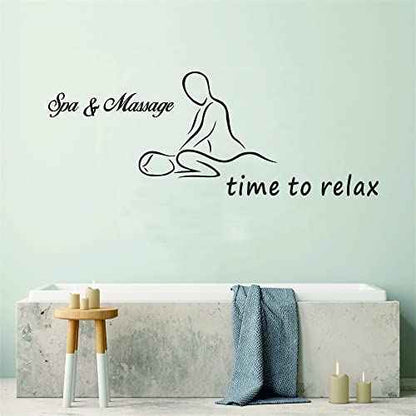 Time to Relax Wall Decal ? PVC Removable Vinyl Sticker for Spa, Massage Room, Sauna, Therapy Space, or Wellness Center ? Calming Word Art Decor ? Size: 36"x14" (Black-JWH329~Spa&Massage)