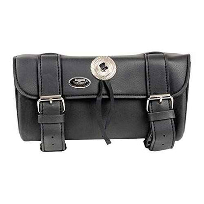 Milwaukee Leather SH62601 Black Small PVC Double Strap with Concho Windshield-Tool Bag - One Size