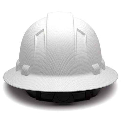 Pyramex Ridgeline Full Brim Hard Hat 4 Point Ratchet Matte White Graphite Pattern