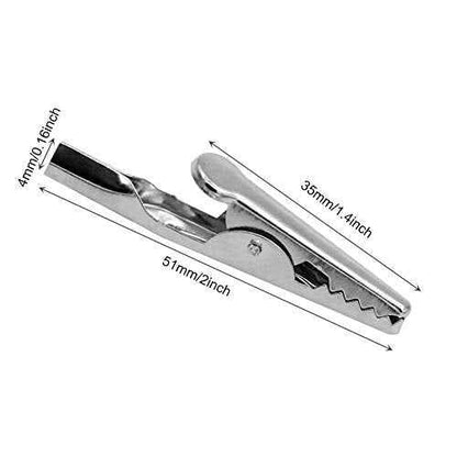 Coideal 100 Pcs Metal Alligator Clips 2 Inch, 51mm Electrical Steel Crocodile Clips Spring Clamps Silver Tone Nickel Plated