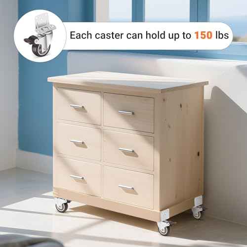 Nefish 2 Inch Side Mount Casters Wheels 12 Pack, L-Shaped Rubber Casters Wheels for Furniture, Plate Castors 2 X 4, Durable Heavy Duty Castor Wheels for Cabinet, Boxes, DIY, Desk, Table, Crib